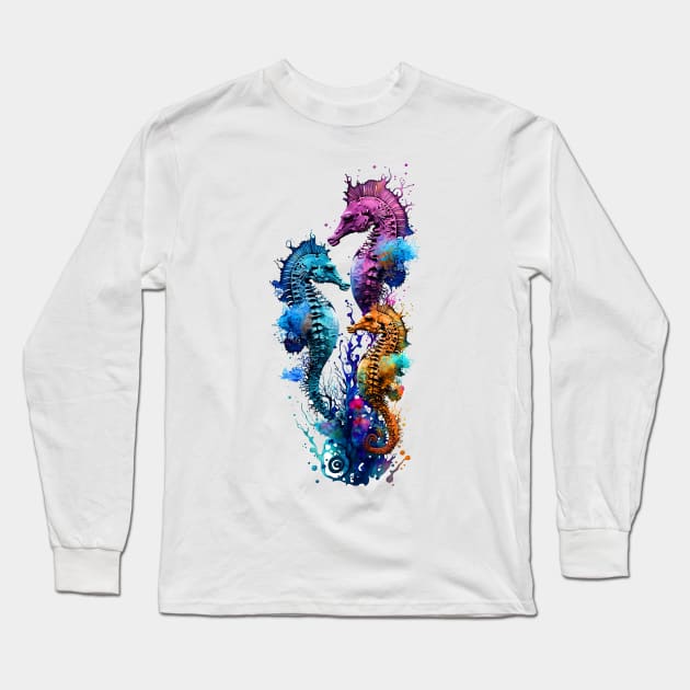 Seahorses Long Sleeve T-Shirt by Urban Archeology Shop Gallery